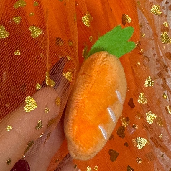 Orange Tulle Easter Dress with 3D Carrot Design sz 120 = girls 5/6. - Picture 3 of 8